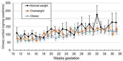 Urinary cortisol is lower in pregnant women with higher pre-pregnancy BMI